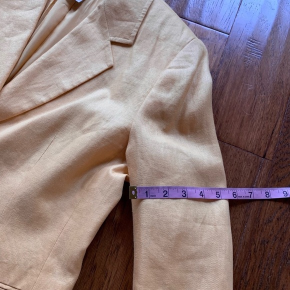Talbots Yellow Linen‎ Padded Shoulder Blazer - Picture 10 of 14